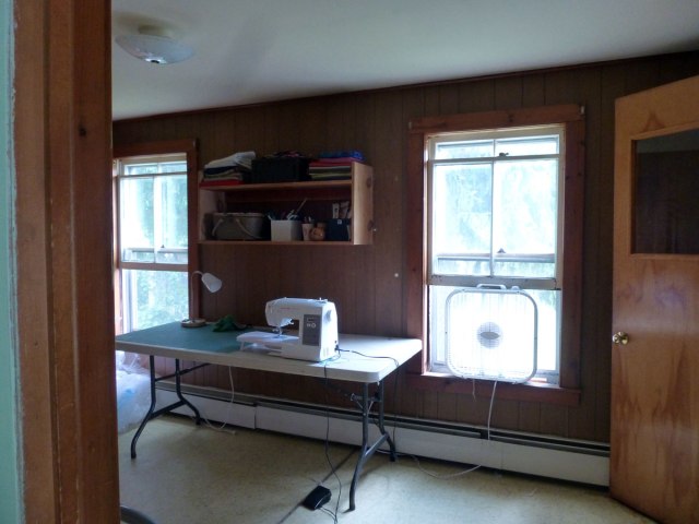 new sewing room complete with vintage paneling