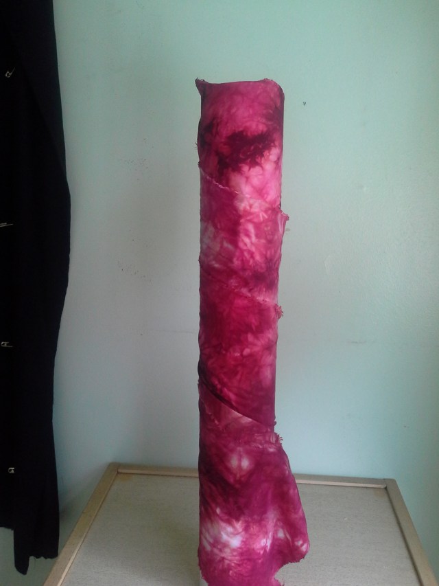 White cotton sateen about 1/4 yard dyed with procion magenta